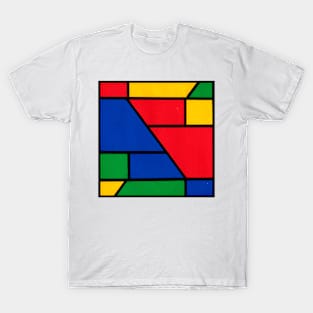 Red Yellow Green Blue Geometric Abstract Acrylic Painting T-Shirt